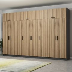 Minar Kale 8 Kapaklı 2 Çekmeceli Dolap Ve Yüklük Antrasit Dore