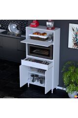 Avelin Kapaklı Mini/Midi Fırın Dolabı 80 cm Beyaz Çok Fonksiyonlu 80x163,4x32,5 cm Mutfak Dolabı