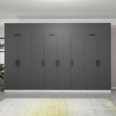 Minar Kale 8 Kapaklı 2 Çekmeceli Dolap Ve Yüklük Beyaz Antrasit