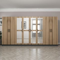 Minar Kale 8 Kapaklı 4 Aynalı 2 Çekmeceli Dolap Antrasit Dore