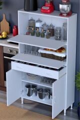 Solaira 100 cm Genişlik Kapaklı Mutfak Dolabı 4 Kapaklı, Çekmeceli Çok Amaçlı Mutfak/Banyo Dolabı