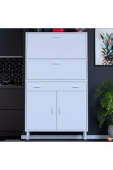 Solaira 100 cm Genişlik Kapaklı Mutfak Dolabı 4 Kapaklı, Çekmeceli Çok Amaçlı Mutfak/Banyo Dolabı