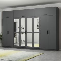 Minar Kale 8 Kapaklı 4 Aynalı 2 Ç Dolap Ve Yüklük Antrasit