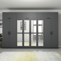 Minar Kale 8 Kapaklı 4 Aynalı 2 Ç Dolap Ve Yüklük Antrasit