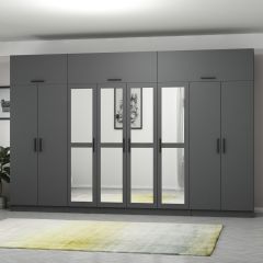 Minar Kale 8 Kapaklı 4 Aynalı 2 Ç Dolap Ve Yüklük Antrasit