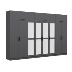 Minar Kale 8 Kapaklı 4 Aynalı 2 Ç Dolap Ve Yüklük Antrasit