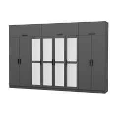 Minar Kale 8 Kapaklı 4 Aynalı 2 Ç Dolap Ve Yüklük Antrasit