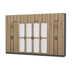 Minar Kale 8 Kapaklı 4 Aynalı 2 Ç Dolap Ve Yüklük Antrasit Dore