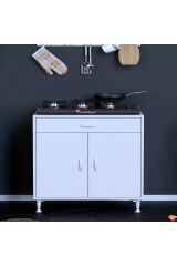 Nıvera 75 cm Mutfak Dolabı Beyaz Ankastre 75x88x56 cm Ocak Dolabı Tüp Gizleyici Kapaklı Dolap