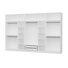 Minar Kale 8 Kapaklı 4 Aynalı 2 Çekmeceli Dolap Ve Yüklük Beyaz