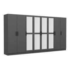 Minar Kale 8 Kapaklı 4 Aynalı 4 Çekmeceli Dolap Antrasit