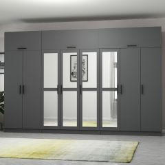 Minar Kale 8 Kapaklı 4 Aynalı 4 Ç Dolap Ve Yüklük Antrasit