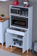 Lunera G:75 cm Beyaz Mutfak Dolabı Çok Amaçlı Açık Bölmeli Fırın Mutfak Dolabı 75x163,4x32,5 cm