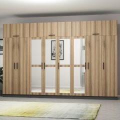 Minar Kale 8 Kapaklı 4 Aynalı 4 Ç Dolap Ve Yüklük Antrasit Dore