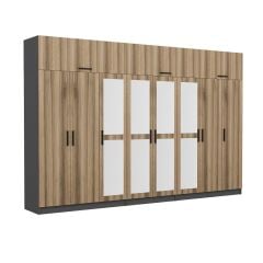 Minar Kale 8 Kapaklı 4 Aynalı 4 Ç Dolap Ve Yüklük Antrasit Dore