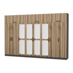 Minar Kale 8 Kapaklı 4 Aynalı 4 Ç Dolap Ve Yüklük Antrasit Dore