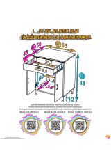 Nıvera 65 cm Mutfak Dolabı Beyaz Ankastre 65x88x56 cm Ocak Dolabı Tüp Gizleyici Kapaklı Dolap