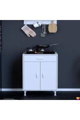 Nıvera 65 cm Mutfak Dolabı Beyaz Ankastre 65x88x56 cm Ocak Dolabı Tüp Gizleyici Kapaklı Dolap