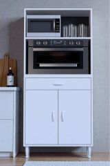 Lunera G:80 cm Beyaz Mutfak Dolabı Çok Amaçlı Açık Bölmeli Fırın Mutfak Dolabı 80x163,4x32,5 cm