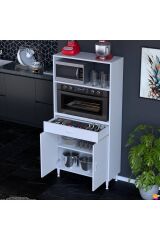 Lunera G:80 cm Beyaz Mutfak Dolabı Çok Amaçlı Açık Bölmeli Fırın Mutfak Dolabı 80x163,4x32,5 cm