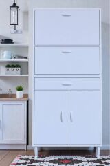 Solaira 75 cm Genişlik Kapaklı Mutfak Dolabı 4 Kapaklı, Çekmeceli Çok Amaçlı Mutfak/Banyo Dolabı