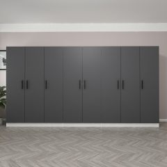 Minar Kale 8 Kapaklı 4 Çekmeceli Dolap Beyaz Antrasit