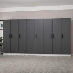 Minar Kale 8 Kapaklı 4 Çekmeceli Dolap Beyaz Antrasit