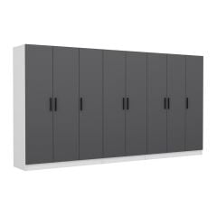 Minar Kale 8 Kapaklı 4 Çekmeceli Dolap Beyaz Antrasit