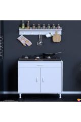 Mono Duvara Monte 80 cm Baharat Raflı Ocak Altı Dolap 80x88x48 cm Tüp Bölmeli Mutfak Ünitesi