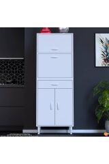Serale 4 Kapaklı 56 cm Derinlikte Dolap Mutfak Fırın Dolabı 60x162,4x56 cm Modüler Beyaz Dolap