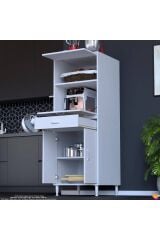 Serale 4 Kapaklı 56 cm Derinlikte Dolap Mutfak Fırın Dolabı 60x162,4x56 cm Modüler Beyaz Dolap