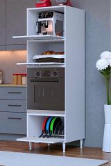 Luno 3 Kapaklı Modüler Dolap Fırın Dolabı 60x185,9x56 cm Geniş Kapasiteli Saklama Dolabı