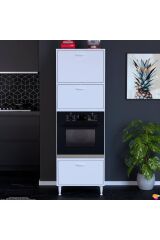 Luno 3 Kapaklı Modüler Dolap Fırın Dolabı 60x185,9x56 cm Geniş Kapasiteli Saklama Dolabı