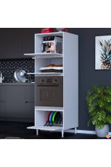 Luno 3 Kapaklı Modüler Dolap Fırın Dolabı 60x185,9x56 cm Geniş Kapasiteli Saklama Dolabı