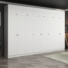 Minar Kale 8 Mebran Kapaklı 2 İç Çekmeceli Dolap Ve Yüklük Beyaz