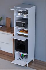 Viramo Mikrodalga/Ankastre Fırın Dolabı 3 Kapaklı Depolama Alanlı 60x217x56 cm Modüler Dolap