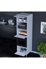 Viramo Mikrodalga/Ankastre Fırın Dolabı 3 Kapaklı Depolama Alanlı 60x217x56 cm Modüler Dolap