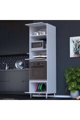 Viramo Mikrodalga/Ankastre Fırın Dolabı 3 Kapaklı Depolama Alanlı 60x217x56 cm Modüler Dolap