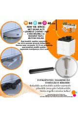 Yankı 56 cm Derinlik 60 cm Genişlikte Dolap Baharat Raflı Set Üstü Ocak Uyumlu 60x88x56 cm Dolap