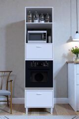 Viramo Mikrodalga/Ankastre Fırın Dolabı 2 Kapaklı Depolama Alanlı 60x217x56 cm Modüler Dolap