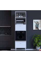 Viramo Mikrodalga/Ankastre Fırın Dolabı 2 Kapaklı Depolama Alanlı 60x217x56 cm Modüler Dolap