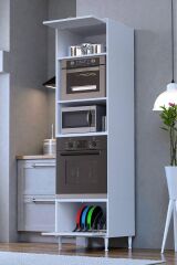 Viramo Mikrodalga/Ankastre Fırın Dolabı Kapaklı Depolama Alanlı 60x217x56 cm Modüler Dolap