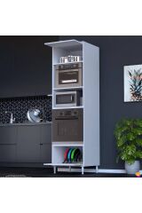 Viramo Mikrodalga/Ankastre Fırın Dolabı Kapaklı Depolama Alanlı 60x217x56 cm Modüler Dolap