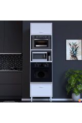Viramo Mikrodalga/Ankastre Fırın Dolabı Kapaklı Depolama Alanlı 60x217x56 cm Modüler Dolap
