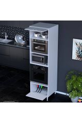 Viramo Mikrodalga/Ankastre Fırın Dolabı Kapaklı Depolama Alanlı 60x217x56 cm Modüler Dolap