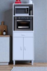 Serale 2 Kapaklı 56 cm Derinlikte Dolap Mutfak Fırın Dolabı 60x162,4x56 cm Modüler Beyaz Dolap