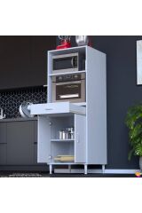 Serale 2 Kapaklı 56 cm Derinlikte Dolap Mutfak Fırın Dolabı 60x162,4x56 cm Modüler Beyaz Dolap