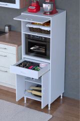 Serale 3 Kapaklı 56 cm Derinlikte Dolap Mutfak Fırın Dolabı 60x162,4x56 cm Modüler Beyaz Dolap