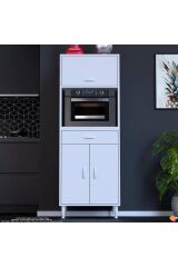 Serale 3 Kapaklı 56 cm Derinlikte Dolap Mutfak Fırın Dolabı 60x162,4x56 cm Modüler Beyaz Dolap