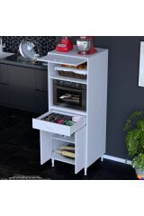 Serale 3 Kapaklı 56 cm Derinlikte Dolap Mutfak Fırın Dolabı 60x162,4x56 cm Modüler Beyaz Dolap